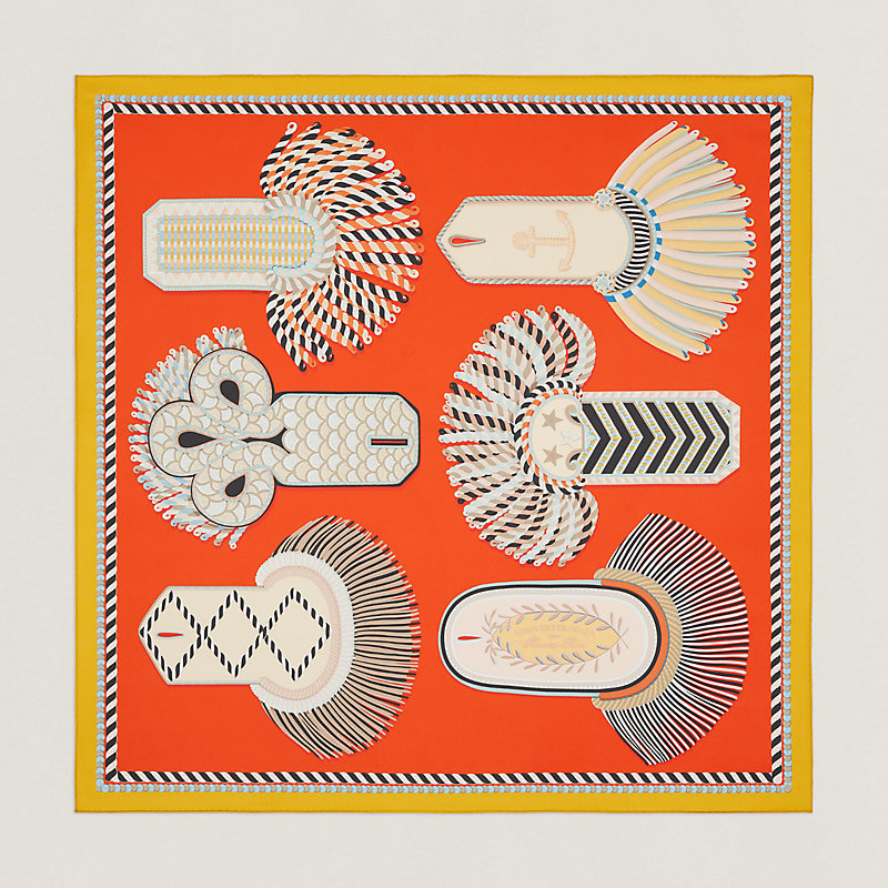 HERMES 新作カレ スカーフ ダブルフェイス90 Epaulettes de Gala HERMES 新品同様 エルメス カレ ダブルフェイス 90 EPAULETTES